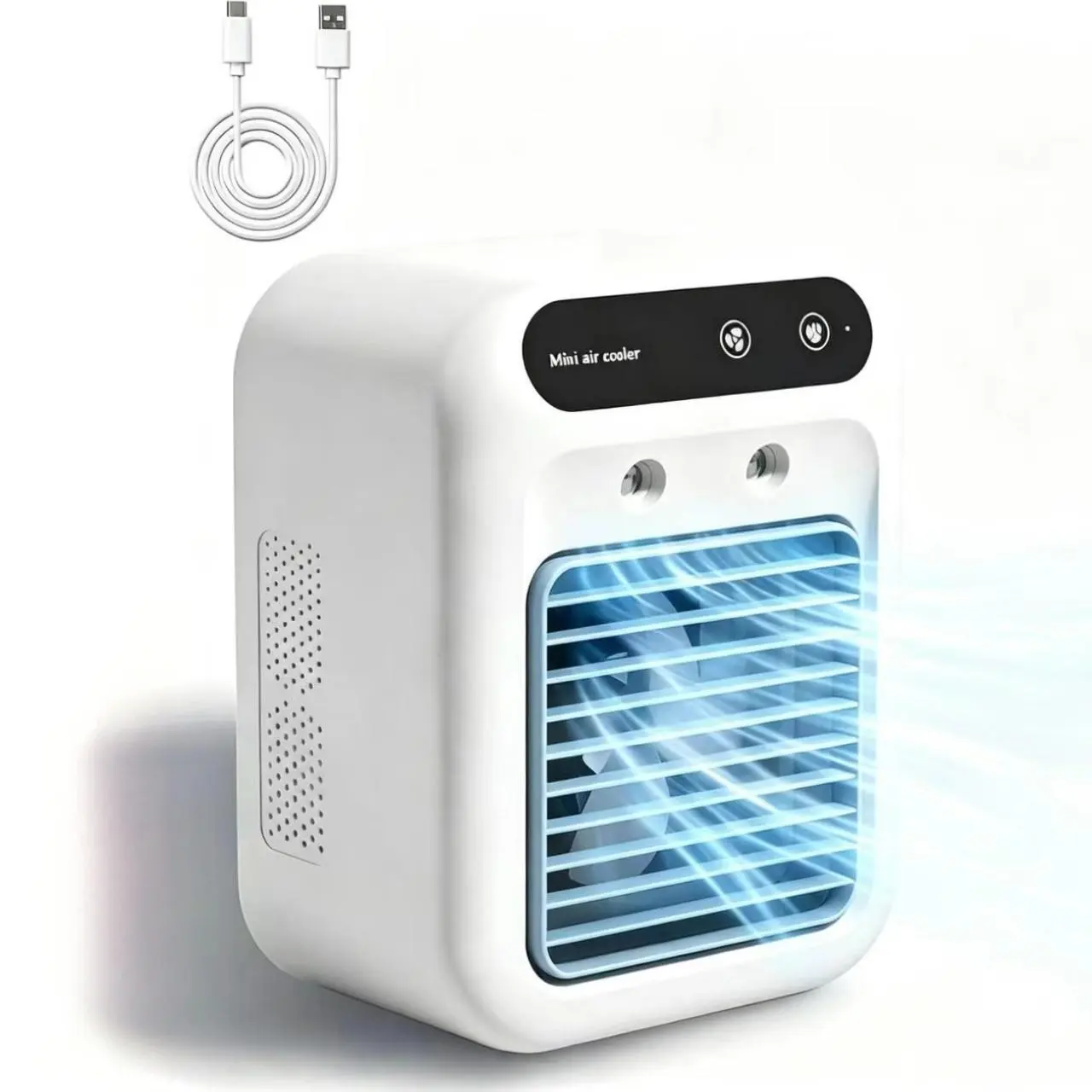 Mini Evaporative Air Cooler, Spray Desktop Fan, USB Water Cooling Fan for Car, Two-Speed Mini Fan for Home, Office, Bedroom, Camping