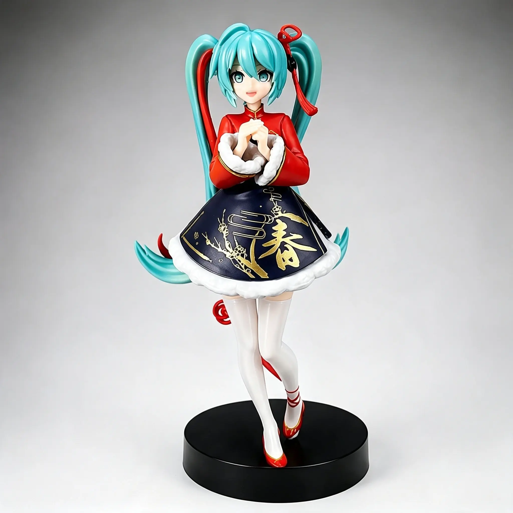 Vocaloid Hatsune Miku New Year Figurine, Anime Girl Model, Traditional Chinese Style, 18cm PVC Statue, Perfect Gift for Fans