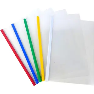 Slide-Grip Report/Presentation/Thesis/Document/Paper/Resume Covers,  Brochure, File Organizer with Sliding Bar. Letter Size. Clear Front &  (50 pcs 5 Colors)