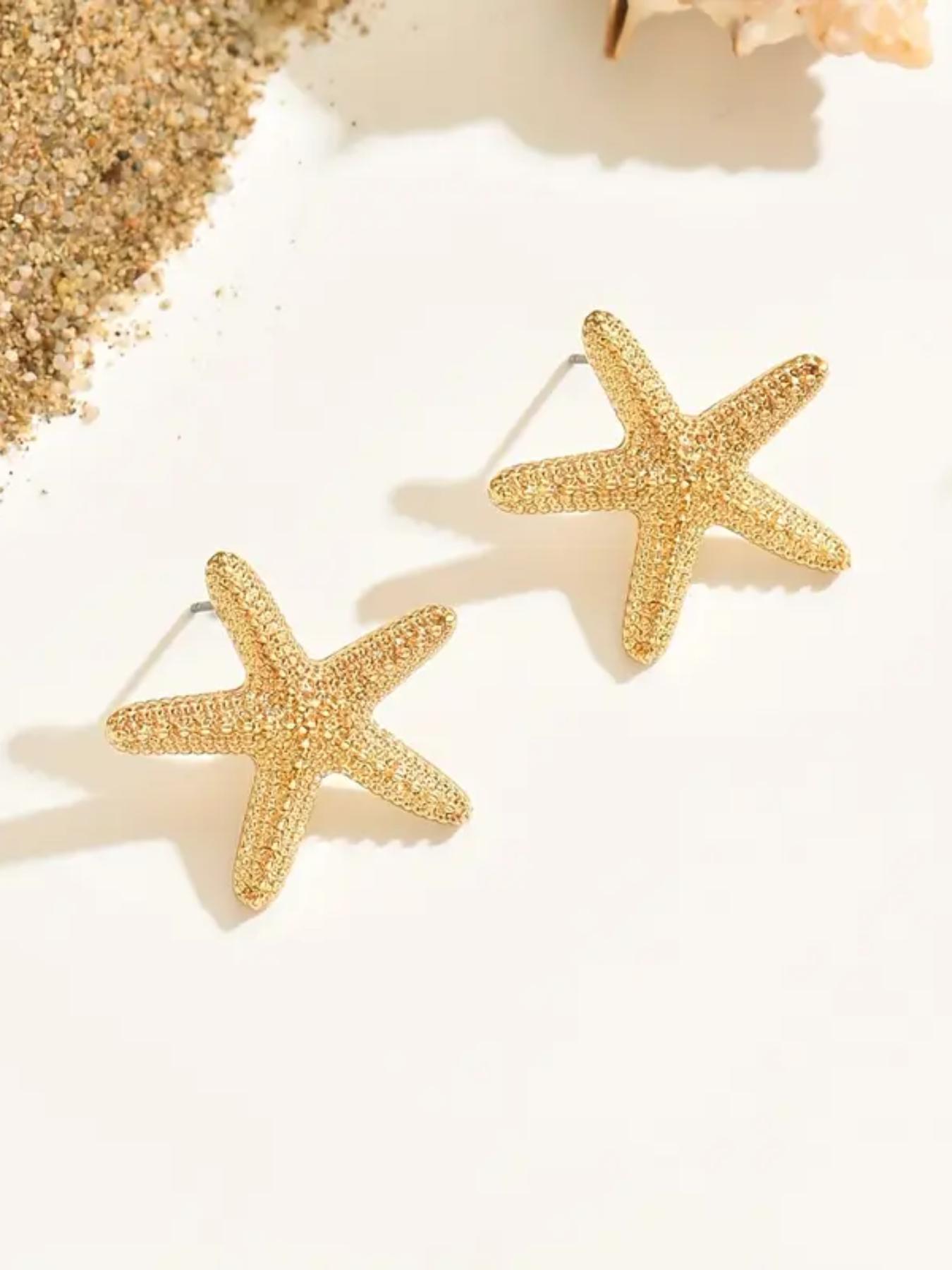Starfish Design Stud Earrings, Statement Earrings, Fashionable Jewelry for Women & Girls, Trendy All-match & Exquisite Jewelry for Birthday Gift
