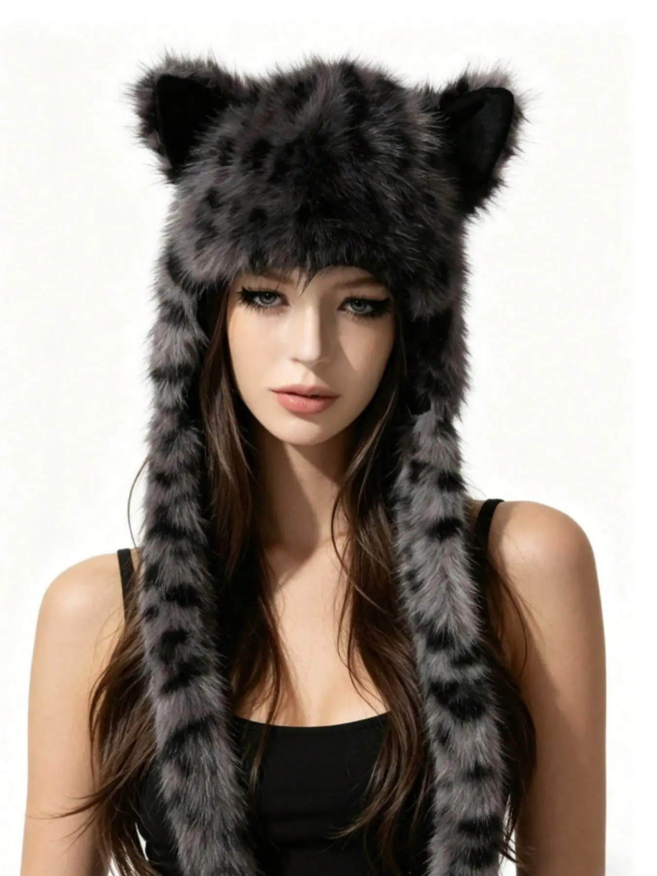 1pcs  Y2K Gothic Style Anime Faux Fur Cute Fox Ear Beanie Hat, Warm Multicolor Hat Suitable For Outdoor Travel And Halloween Decorations