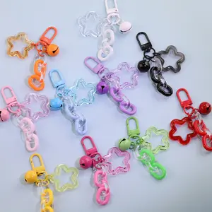 10 Pcs Star Shape Beaded Chain Keychains - DIY Craft Supplies, Cute Charm Bag & Earphone Case Accessory Making Kit
