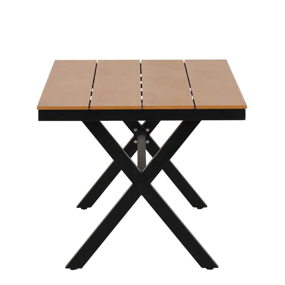 Contemporary Outdoor Set with PE Rattan Chairs and Plastic Wood Table, pool furniture ,backyard porch Suitable for Gardens and Lawn