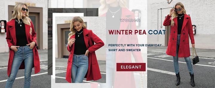 Winter Essential: Women&lsquo;s Wool Blend Camel Coat, Mid-Length Double-Breasted Jacket with Notch Lapel #BlackFridayDeals Outerwear Elegant
