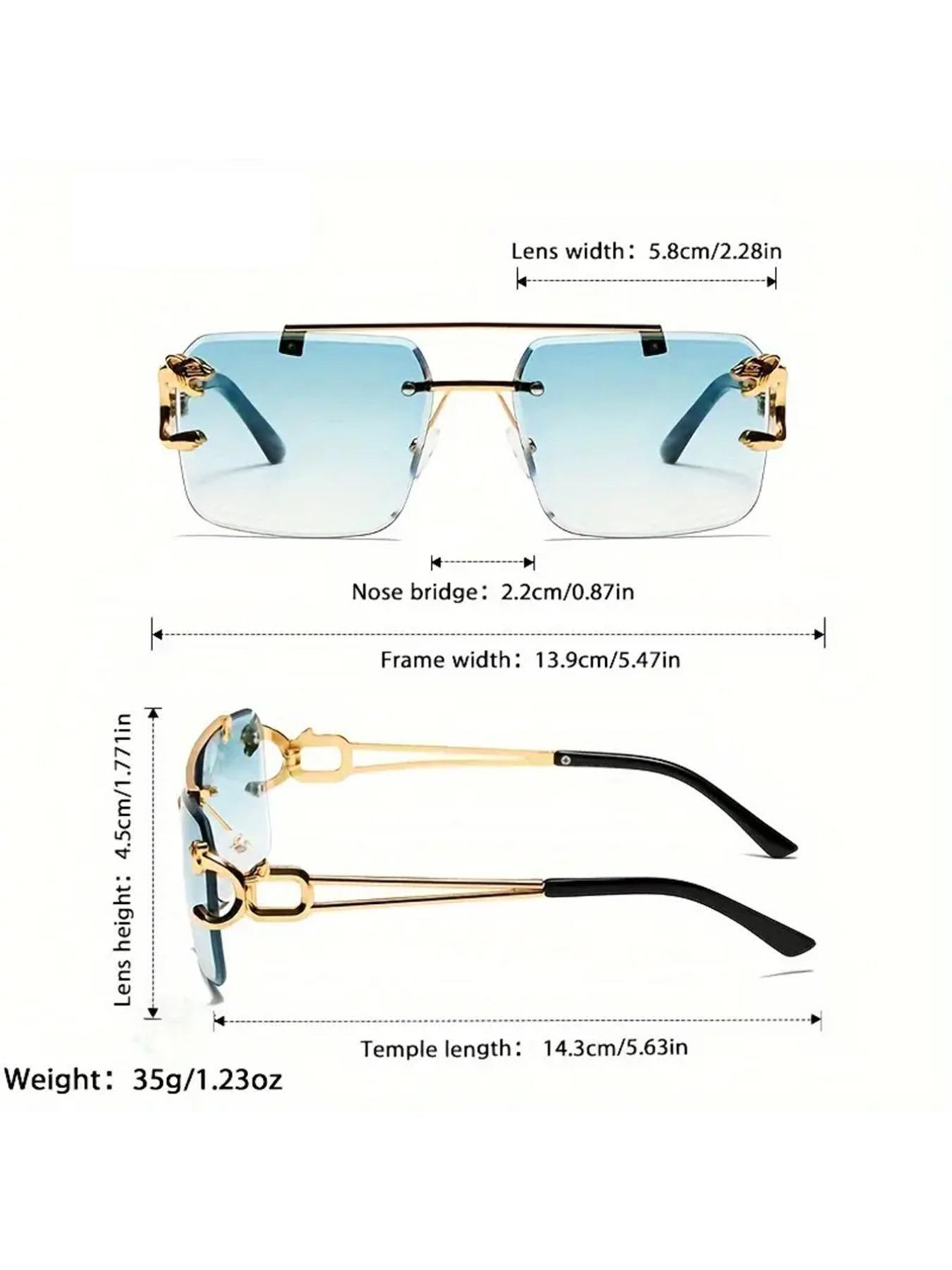 Cool Men's Metal Rimless Sunglasses, Trendy Casual Tinted Lens Frames Sunglasses for Everyday Use, Fashion Eyeglass Accessories for Outdoor Activities, Rimless Shades