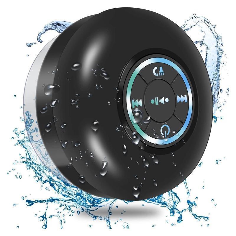 Party Gift Mini Waterproof Speaker, Portable Wireless Speaker With Suction Cup, USB Rechargeable Black Audio Bluetooth Speaker, Wireless Version Life for Parties, Bathroom, Travel, Home, Outdoor, Gifts for Thanksgiving Christmas New Year wireles