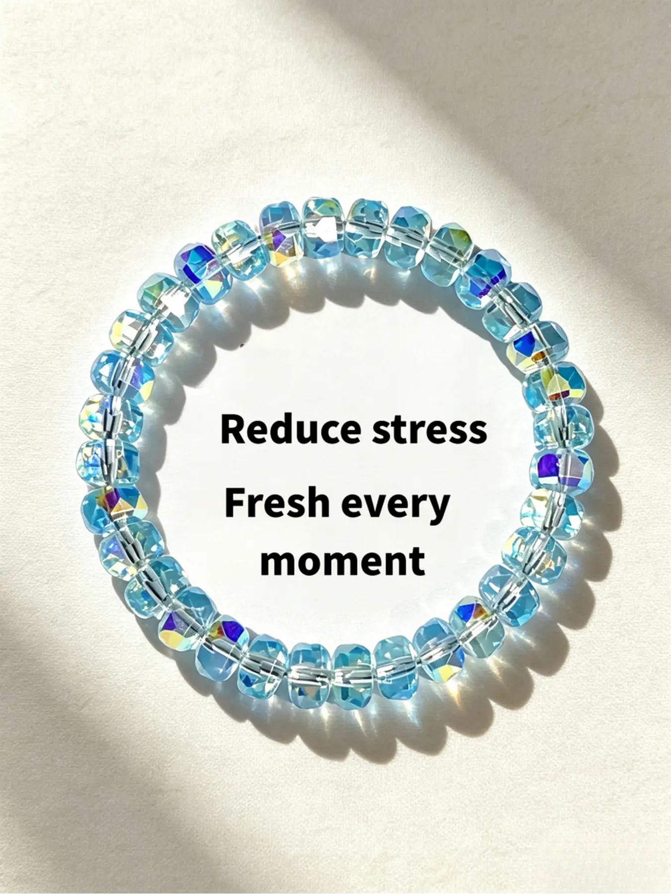 Iridescent Faceted Wheel Bead Bracelet, Fresh Fairy Calming Style Unisex Wrist Jewelry, Daily Mood Stabilizing Accessory & Soothing Healing Gift For Him And Her