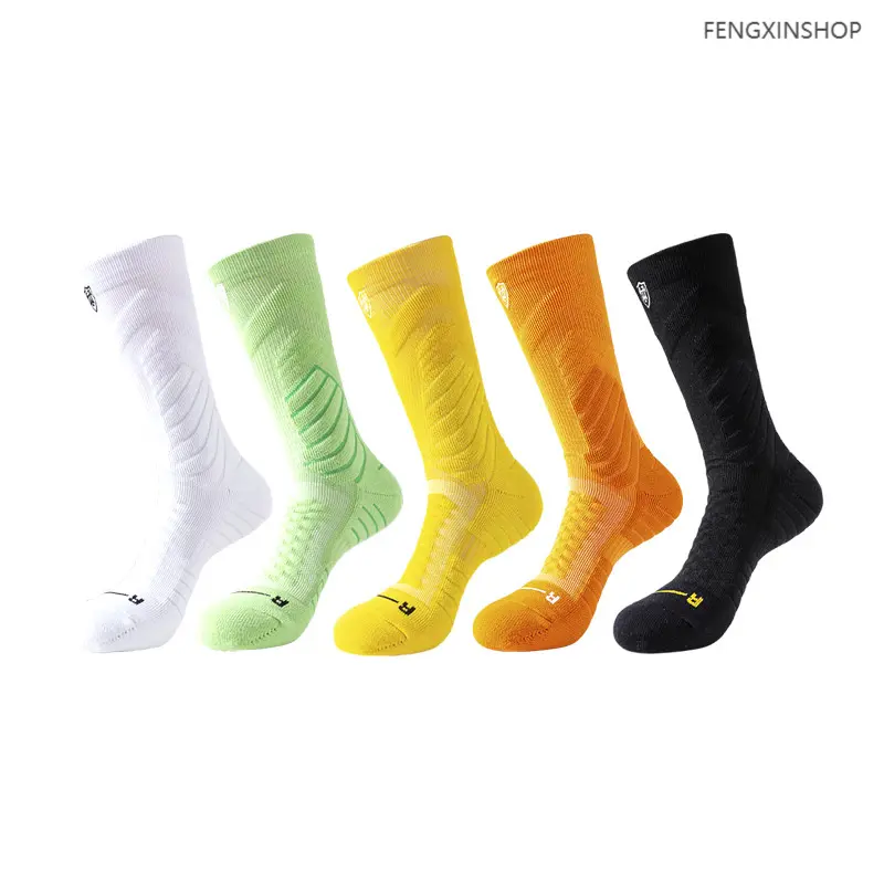 Cushioned Athletic Crew Socks for Men Women, Breathable Compression Sport Socks, Non Slip Basketball Running Socks, Multi Color Performance Training Socks
