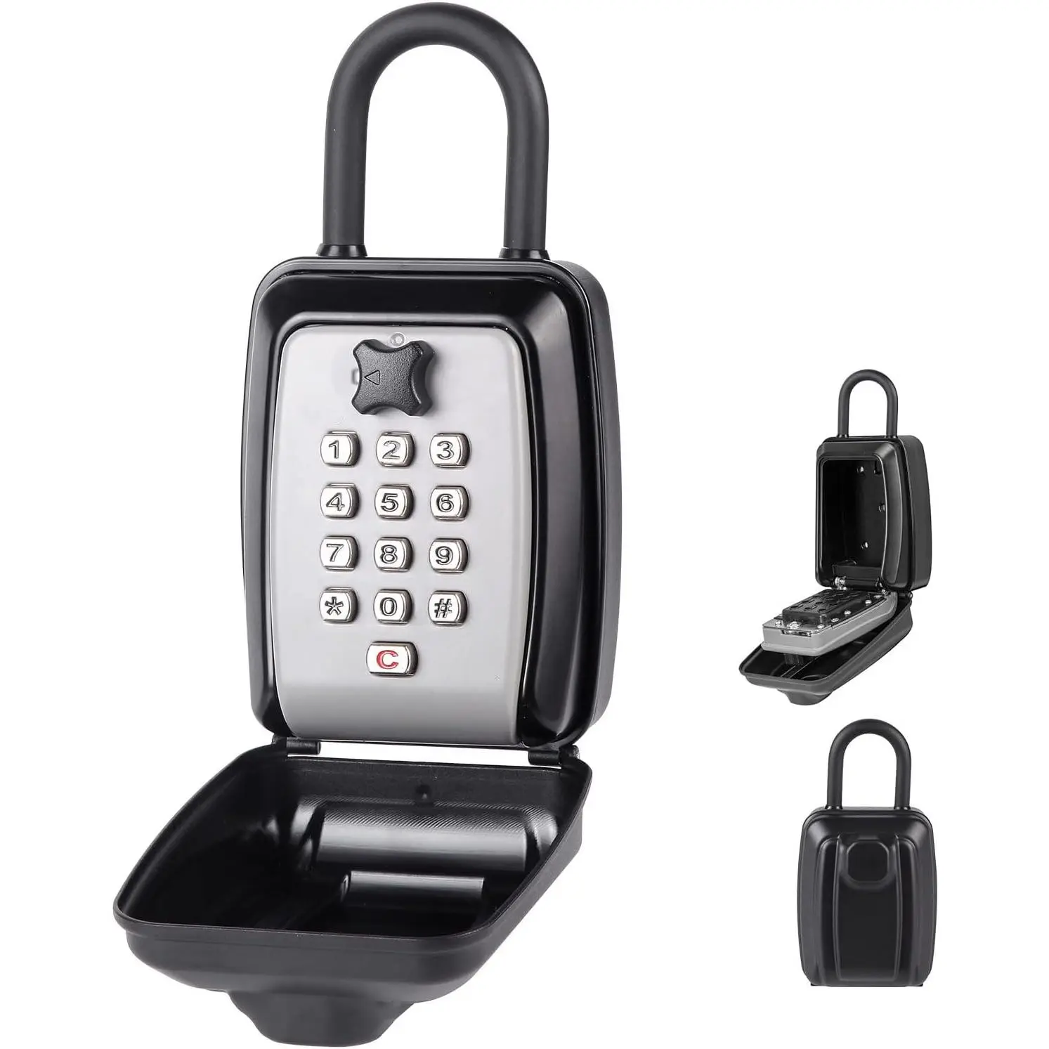 Key Lock Box, Large Capacity Key Storage Box with Hanging Ring, 12-Digit Keyboard Combination, Resettable Code, Waterproof Security Lock Box for Home, Office, Outdoor