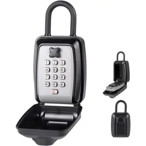 Key Lock Box, Large Capacity Key Storage Box with Hanging Ring, 12-Digit Keyboard Combination, Resettable Code, Waterproof Security Lock Box for Home, Office, Outdoor