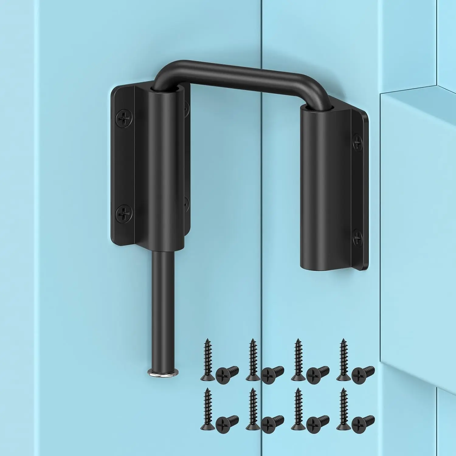 Upgraded Sliding Door Loop Lock, 2.38″ U-Shaped Multi-Angle Lock for 90/180  Sliding Barn Door, Fence, Window, Closet, Wardrobe -  Alloy  Gate Latches (Black-1PC)
