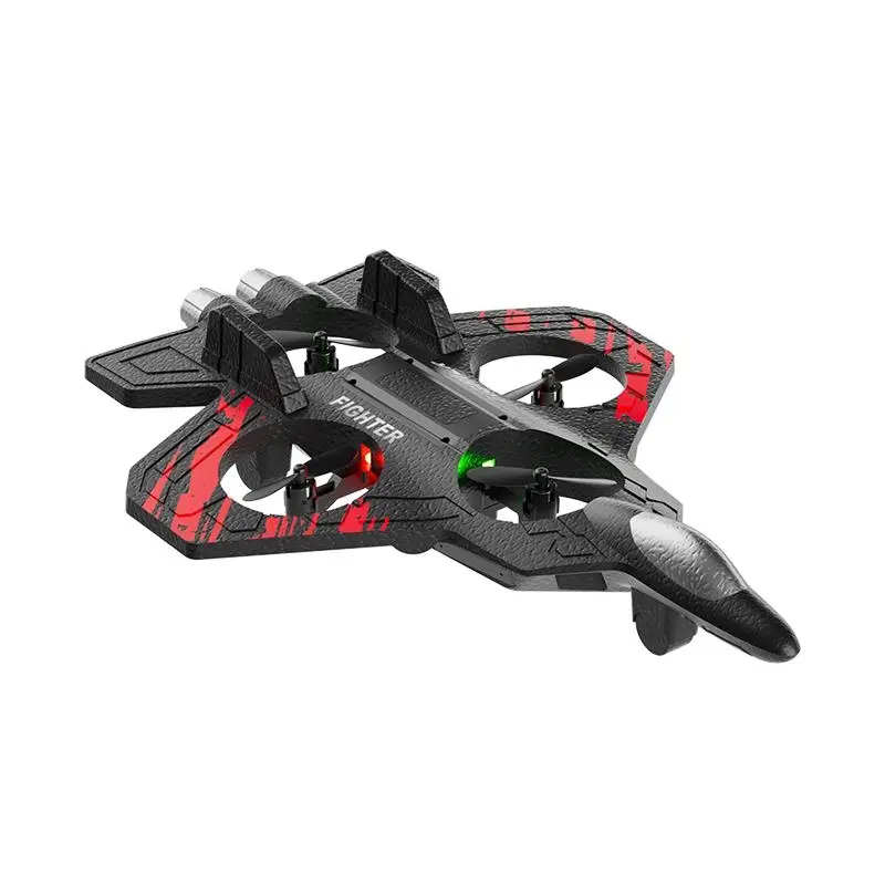RC Fighter Jet Plane Drone Toy, Stunt Flip EPP Foam Aircraft with Color LED Lights, Throw To Fly, Altitude Hold for Kids