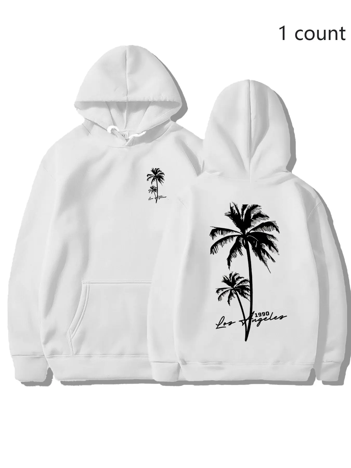 Sober Ny Vintage La 1990 Palm Tree Print Hoodie, Unisex Loose Fit Hooded Sweatshirt, Casual Daily Beach Streetwear, 7 Color Options
