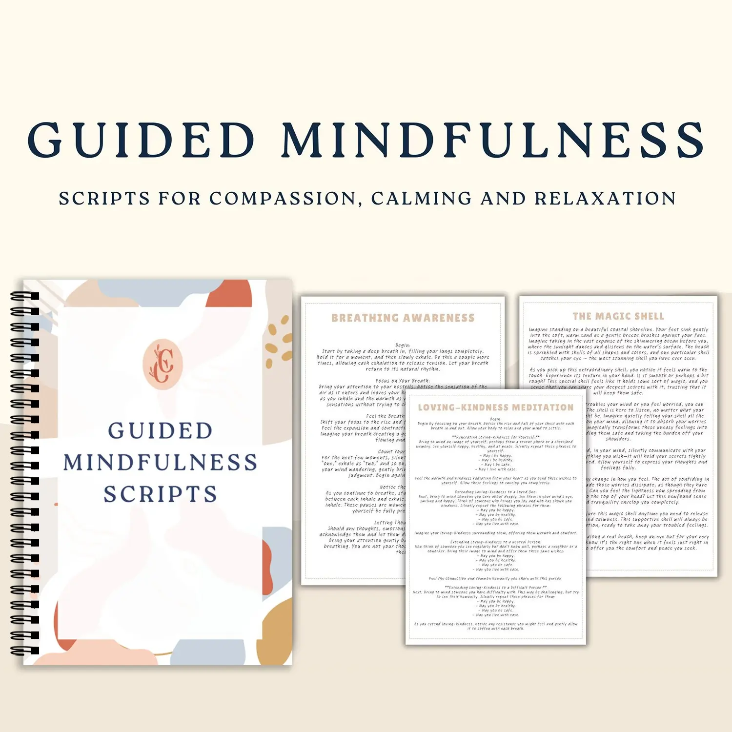 Mindfulness Meditation Journal Notebook, Morandi Art Cover, Therapist Guided Healing Planner, Stress Relief & Mental Health Tool
