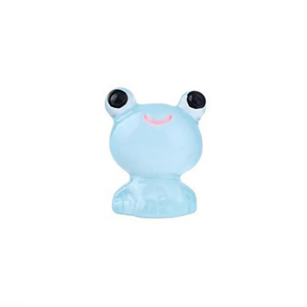 2PCS Cute Big Eye Frog Glow In Dark Mini Resin Figurine, Creative DIY Micro Landscape Craft Accessory, Luminous Tiny Animal Ornament For Desktop Plant Scene Interior Decor Matching