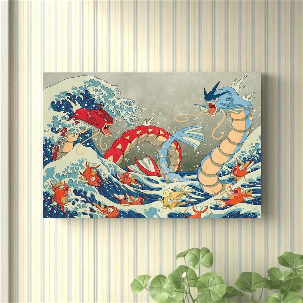 Cartoon Dragon Pattern Unframed Painting, 1 Count Colorful Vintage Wall Art Poster, Wall Decor for Home Living Room Bedroom Office, Home Decor 2025