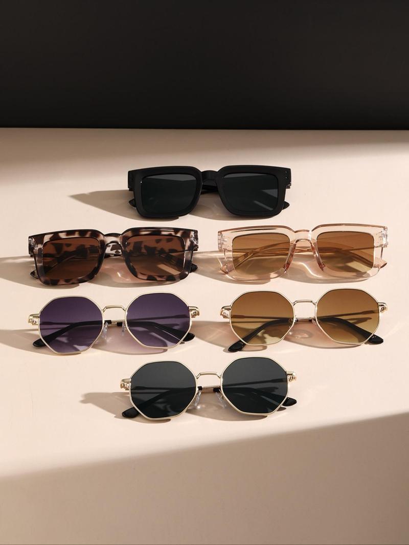 Unisex Vintage Square Frame Sunglasses for Summer, Summer Outfits 2024 Plastic Sunglasses for Travel Use, Fashion Accessories for Outdoor Activities, Trendy Casual Sunglasses