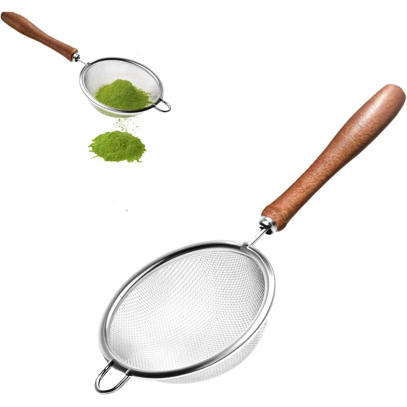 Matcha Sifter, 30-Mesh Fine Matcha Strainer with Natural Wood Handle, 3-Inch Stainless Steel Small Sieve for Matcha Tea, Chawan and Daily Latte