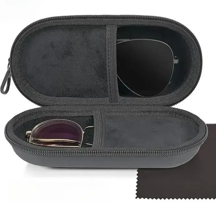 2-in-1 Dual Compartment Glasses Case for Eyeglasses & Sunglasses, Hard Shell Protective Storage Organizer with Zipper Closure, Compact Travel Eyewear Holder for Daily Carry, Travel & Outdoor Use tiktokshopbacktoschool