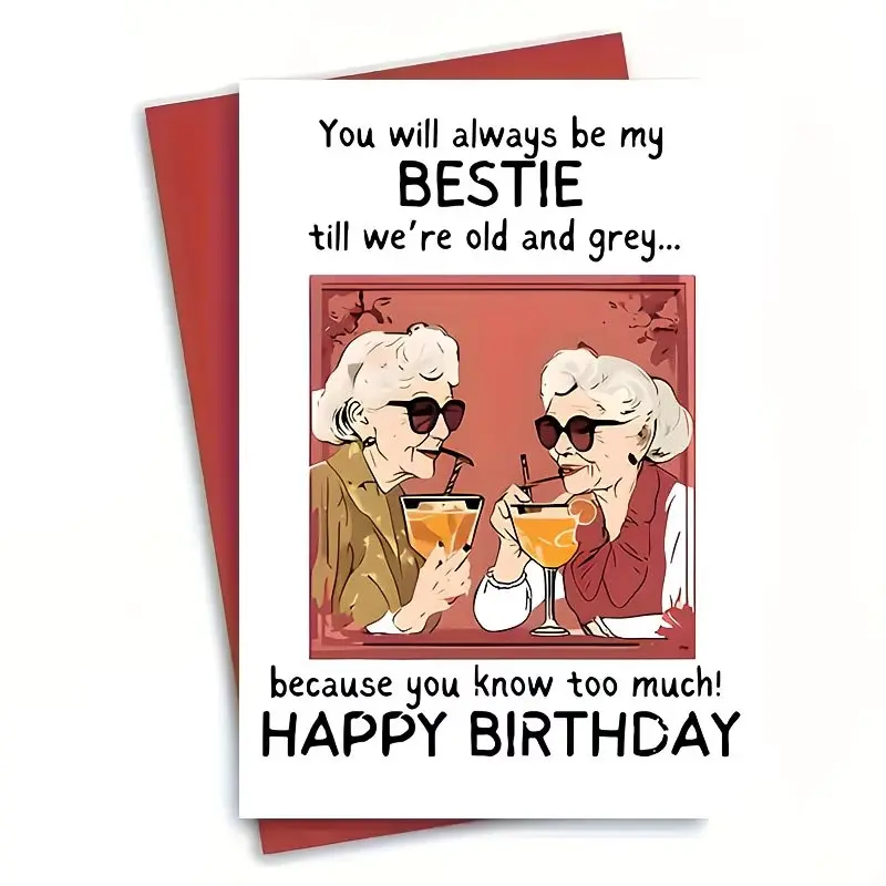 My Bestie Birthday Card, Best Friend Funny Birthday Card, Humorous Greeting, Friendship Card, Unique Art Supplies, Multiple Designs with Envelope