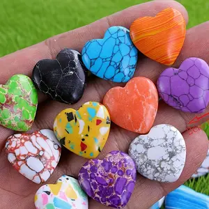 20 Pieces Synthetic Holley Agate Mini Heart Stones, Engraved Stone Mix, Ideal for Jewelry Decoration, Ornament and Gift Ideas