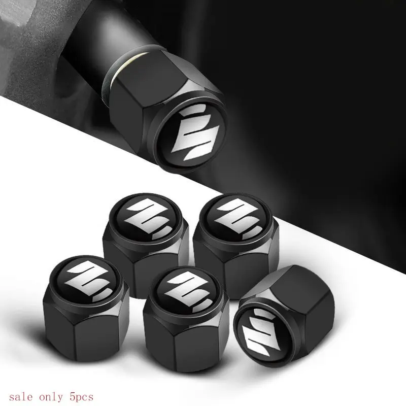 5pcs Motorcycle Wheel Tire Valve Caps, Tyre Rim Stem Covers, Airdust Accessories, Protective Cover for Suzuki Swift, Jimny, Ignis, Alto, Vitara, Splash, Baleno, Samurai
