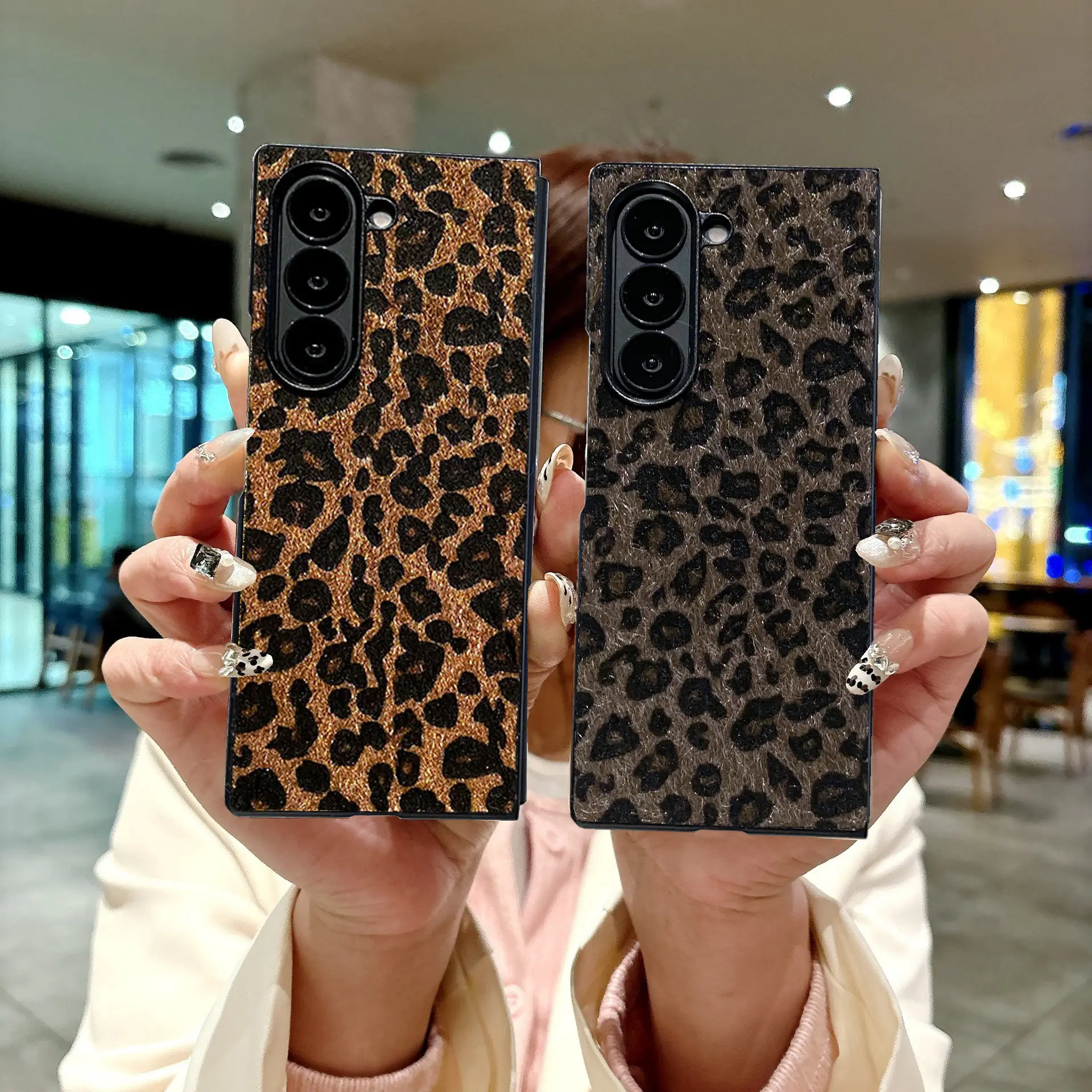 Compatible with Galaxy Z Fold8/Fold7/Z Fold6/Z Fold5/Z Fold4/Fold3, Retro Leopard Print Full Wrap Shockproof Foldable Phone Case HNZ0649