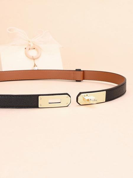 Adjustable Thin Belts For Womens Skinny Belts For Dresses Womens Solid Color Alloy Turn Lock Belts For Jeans