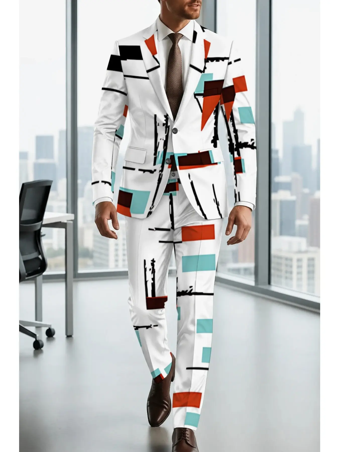 Avant-Garde Artistic Geometric Suit Set, Bold Asymmetrical Design, Unique Fashion for Influencers, Creative Professionals, Trendy Evening Events