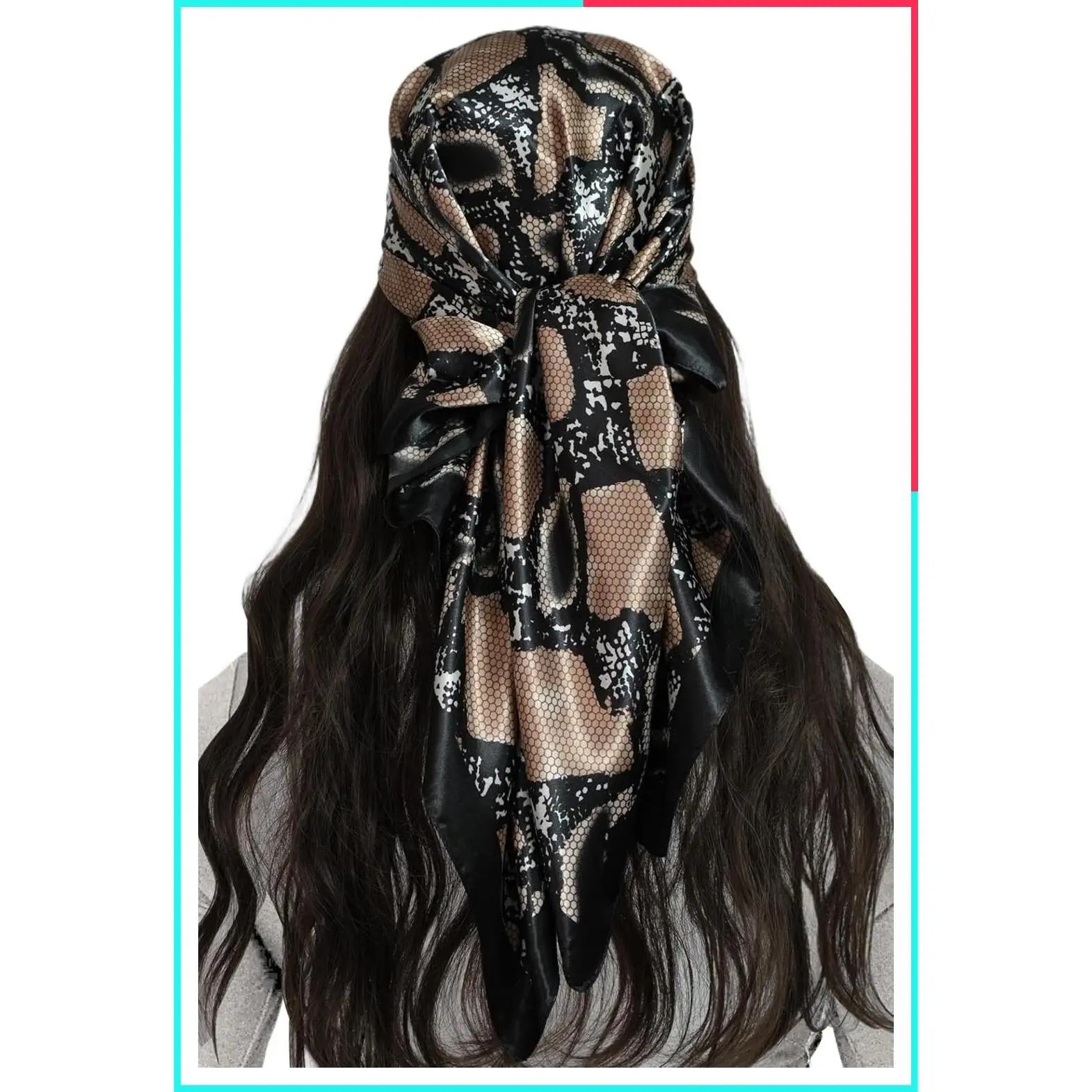 Silky Satin Printed Square Hair Scarf for Women - 35 Inch Multi-Use Head Scarf, Bandana, Like Silk