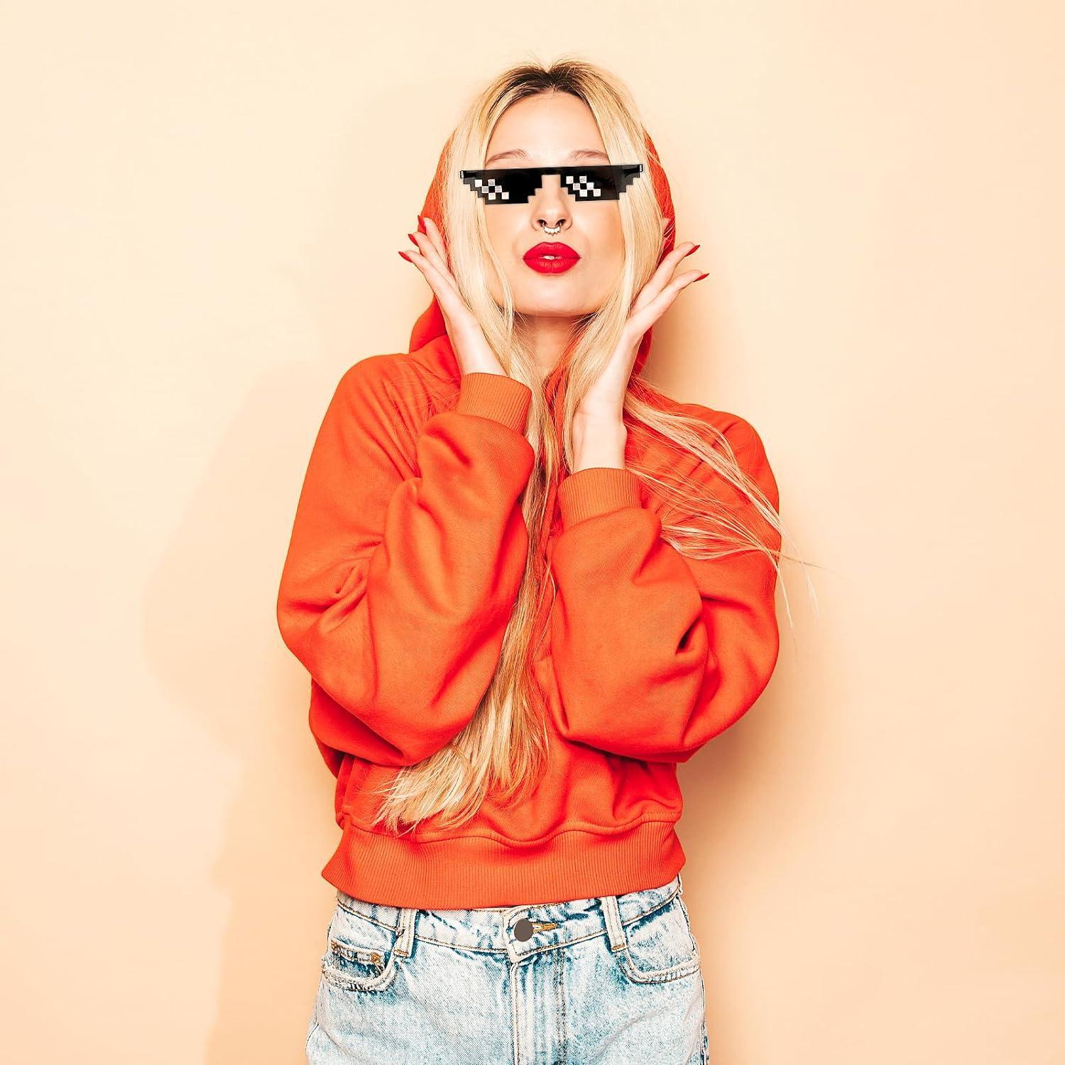 Party Sunglasses, 2 Pairs Of Mosaic Pixel Glasses, Party Dress Up Shades, Funny Unisex Photo Props for Women Men Kid, Party Supplies, Party Event Props