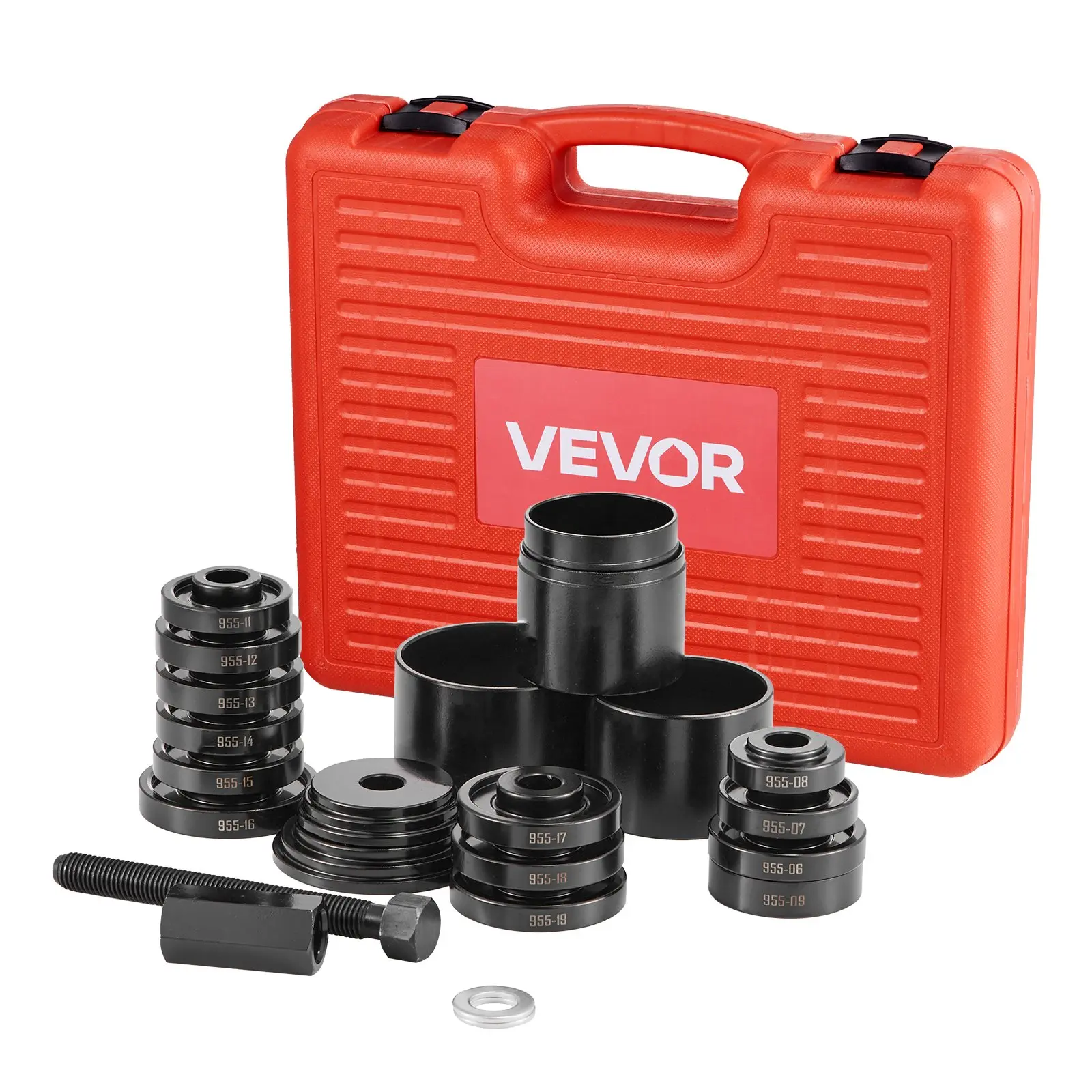【Summerfinds】VEVOR LX1005 Rust-Resistant Steel Bearing Press Kit, 23 PCS FWD Puller Tools with Sliding Screw, Bushings, 2 Sleeve Plates, 3/4 in Nut & 22.9 lbs Storage Case for 2.2 in to 3.5 in Front Wheel Drive Bearing Removal/Installation, 10.4 Kg