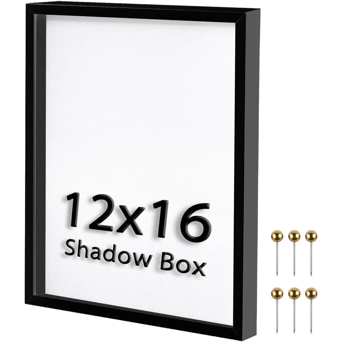 12x16 Large Shadow Box Frame | Soft Linen  & Push Pins Included, Memory Display Case , Tickets & Cherished  Items, Black