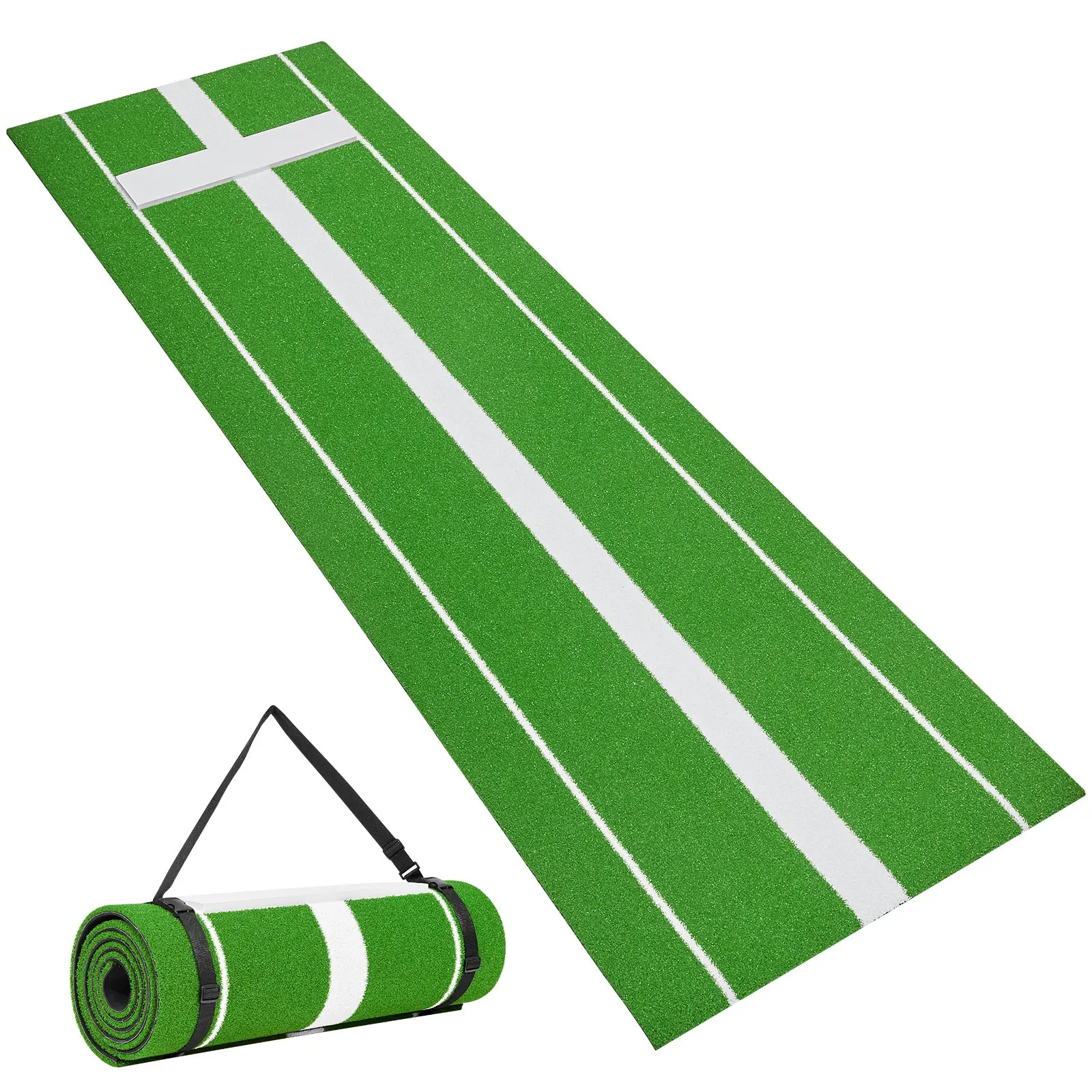 【toolupgrade】VEVOR 10x3 ft Baseball/Softball Pitching Mat with Rubber Mound, Antifade Turf & Antislip Foam Backing, Roll-Up Carry Easy Rolling Portable Training Aid for Pitchers Indoor/Outdoor Practice, Green