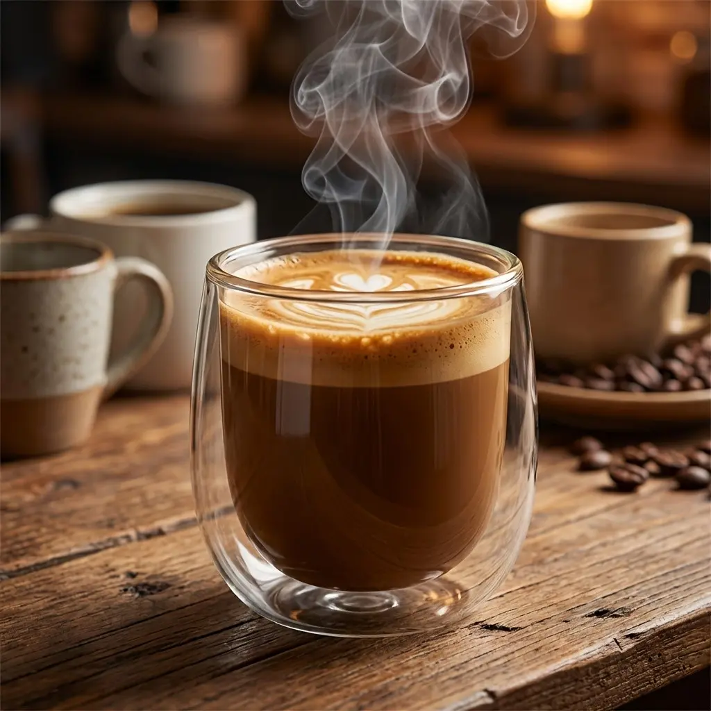 6-Pack 245ML Dual-Layer Egg-Shaped Borosilicate Glass Cups, Insulated Espresso Latte Tea Glasses, Durable Heat-Resistant Drinkware