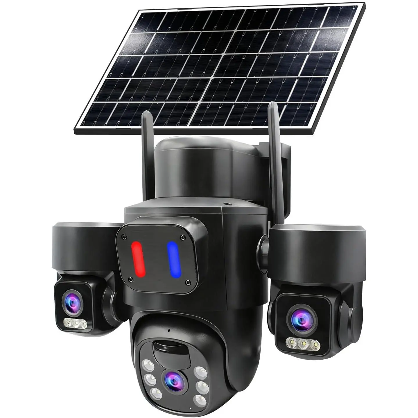 Wireless Outdoor Solar Security Camera for Home, 360° PTZ Triple-Lens Linkage Coverage, 2K HD Resolution, Color Night Vision, 2-Way Audio Talk, No-Subscription Local Storage