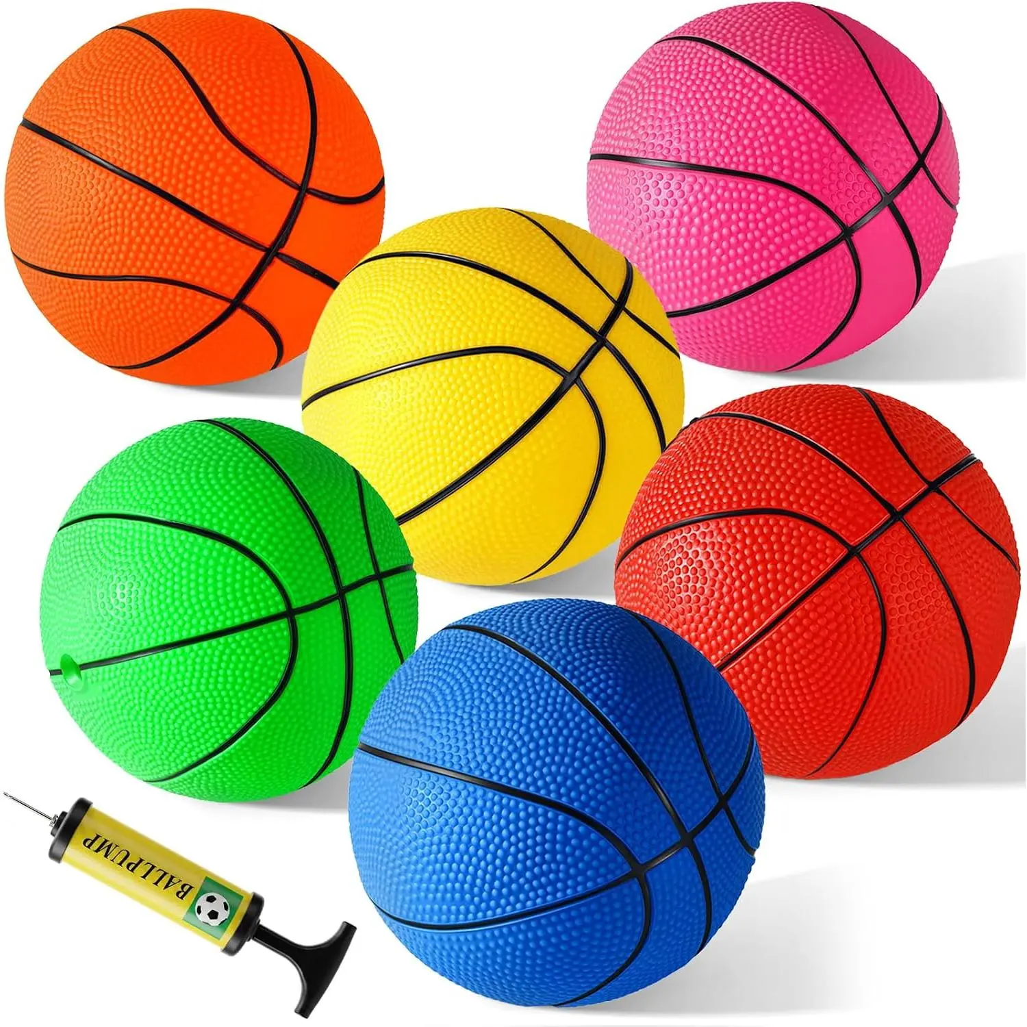 Mini Basketball, 6PCS 4.7 inches Basketballs with Pump for Birthday Gifts for Toddlers Kids, Playground Balls for Pool, Indoors, Outdoors