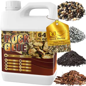 Rock Glue - 64OZ Ultra Strength Mulch Glue for Landscaping, , Long-Lasting, Gravel Binder for Pea Gravel, , Stones for Outdoor Garden Borders, Yard, Paths, Patios