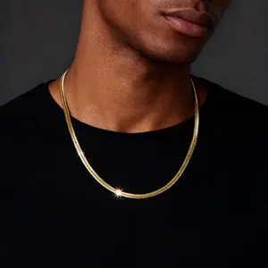Minimalist Men's 304L Stainless Steel Necklace Hypoallergenic Snake Bone Flat Chain Adjustable Clavicle Chain Party, Proms, Music Festivals, And Holiday Wear Accessories