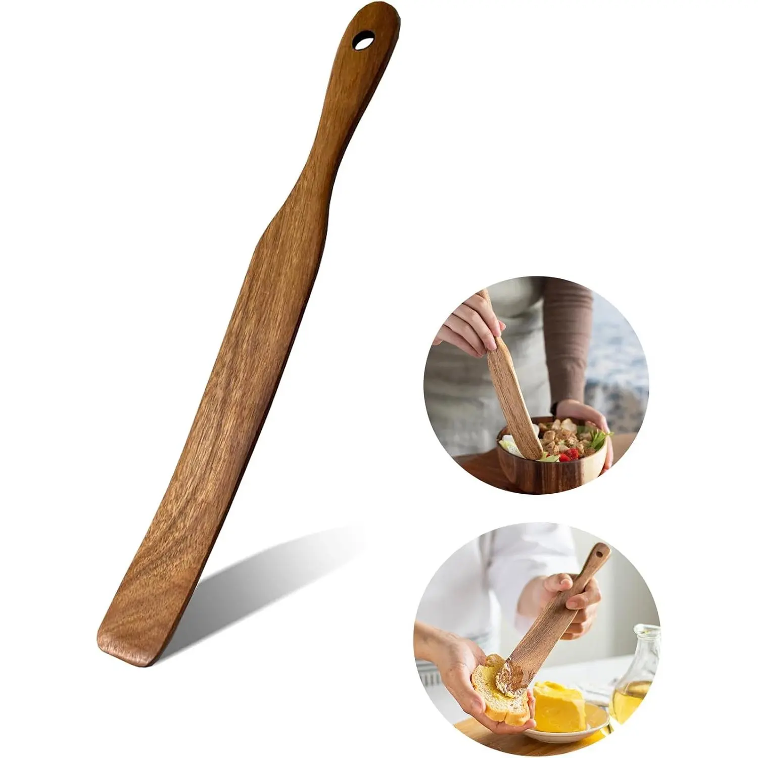 Spurtle Spatula for Sourdough Starter, Mixing Dough & Bread Batter | Dough Scraper. Ideal for sourdough starter, reaching jar bottom, dough whisk, nonstick cookware. Durable kitchen utensil.