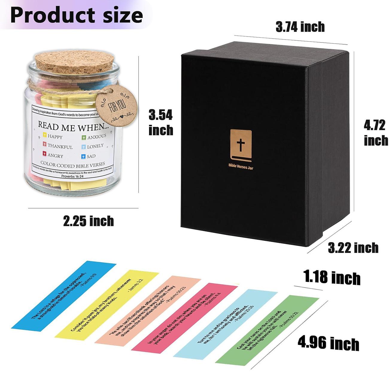 [Christmas Gift] Thick Glass Scripture Jar with Original Text, Anti-Damage Box, Daily Motivational Organiser for Emotions & Feelings, Christian Graduation Gifts for Boyfriend