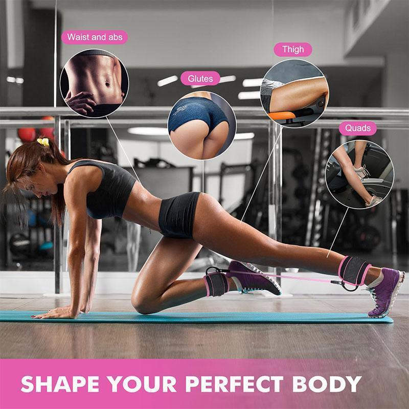Ankle Resistance Band Set, 6 Counts/set Adjustable Multifunctional Fitness Band with Ankle Straps, Leg & Hip Training Equipment for Home & Gym, Gifts for Girlfriend, Gymnastics Bar, Stretching Gear, Workout Band