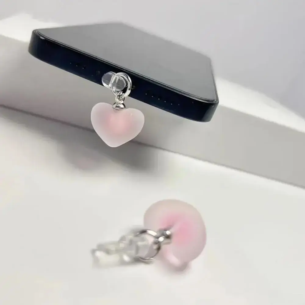 2026 New 2Pcs Cute Heart-Shaped Phone Dust Plug Accessories, Decorative Charging Port Pendant, Universal Ornament for iPhone & Type-C Devices, Cellphone, Mobile, Phone Accessories Charm, Phone Decoration