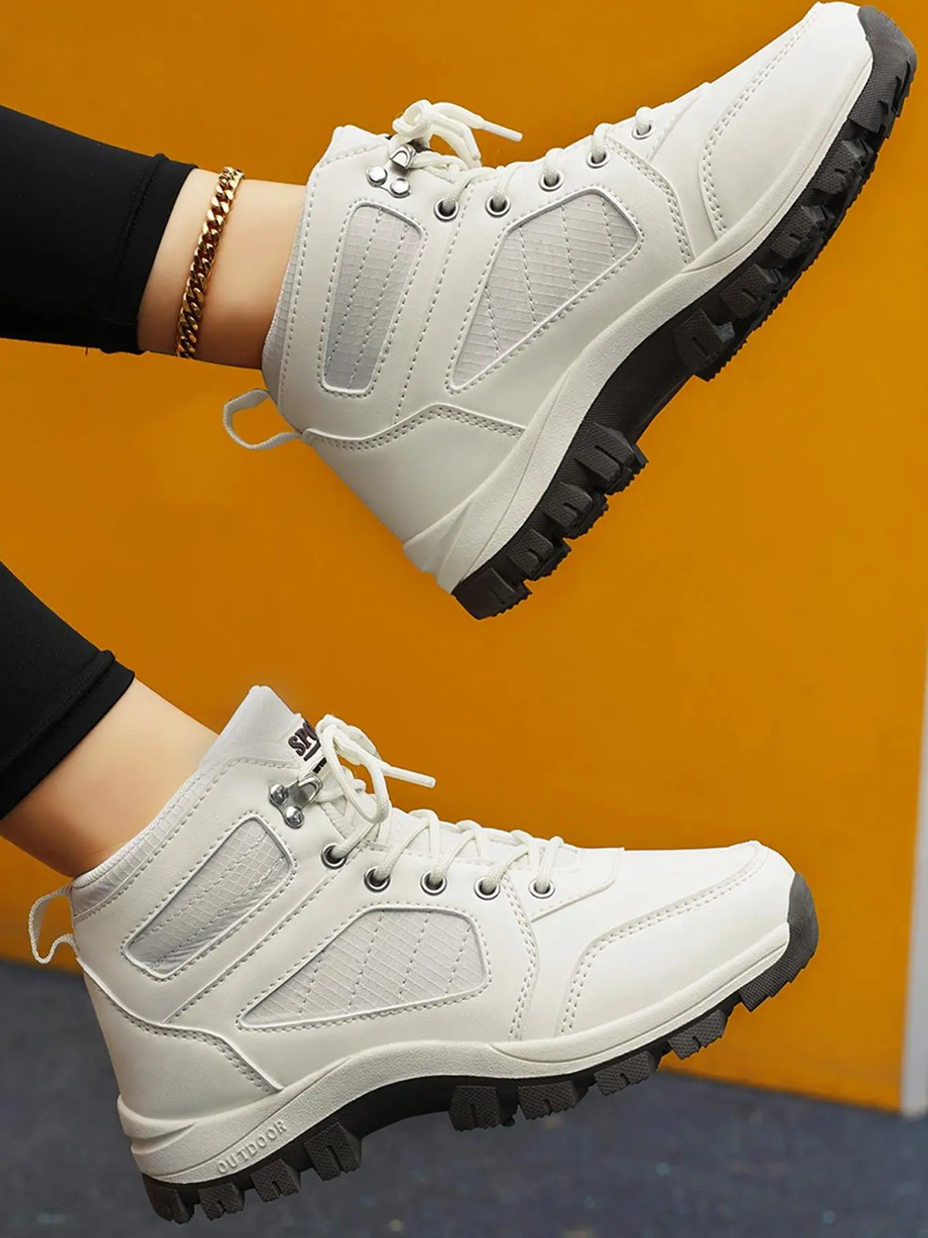Women's Anti-Slip High-Top Hiking Boots, Fashionable Comfort Outdoor Trekking Shoes, Thick Sole Durable Mountain Work Boots, Walking Hiking Shoes, Outdoor Trekking Footwear