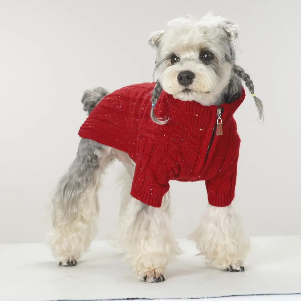 Pet Knitted Sweater, Two-Legged Zippered High-Neck Adjustable Half-Zip Warm Comfortable, Suitable for Greyhounds Whippets Bearded Collies Dobermans and Cat Pet Clothes, for Small to Large Dog Breeds