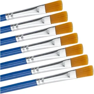 100 Pcs Flat Paint Brushes for Detail Painting Bulk 7mm Wide Nylon Hair Classroom Brush Set for Touch Canvas Acrylic Oil Watercolor Fine Art Face Painting for Students Kids Starters Teens Adults