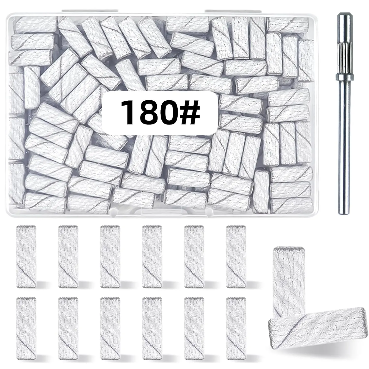 100 count (180 Grit White) Small Sanding Bands  Drill Bit, Drill Bits, Fine Grit Mini Sanding Band, Bits,Upgrade 3.1mm Mandrel Bits,Professional  Drill Bit for  Nails