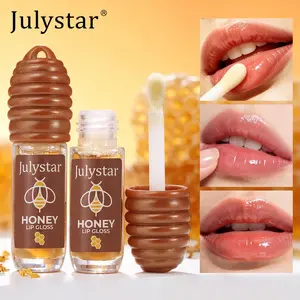 Julystar honey-shaped lip oil, moisturizing plump lips with a glossy colored lip oil, hydrating and nourishing jelly lip gloss, softening lip lines with jelly lips, glossy mirror plump glass lips, Christmas gift, for girlfriend, Mother's Day gift