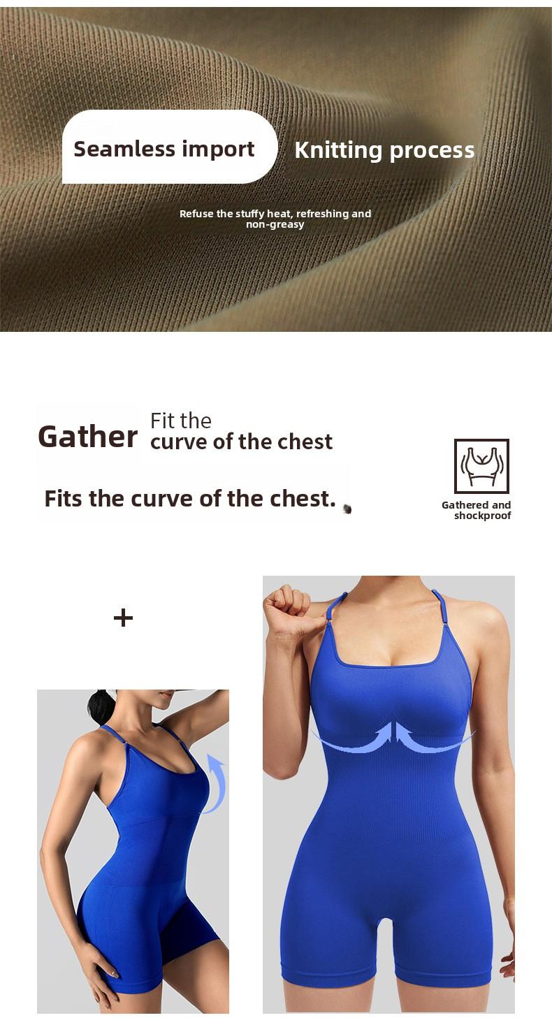 Women's Seamless High Stretch Halter Jumpsuit |   Crisscross Back Tight Fit 3/4 Length Workout Jumpsuit for Yoga Gym Cycling