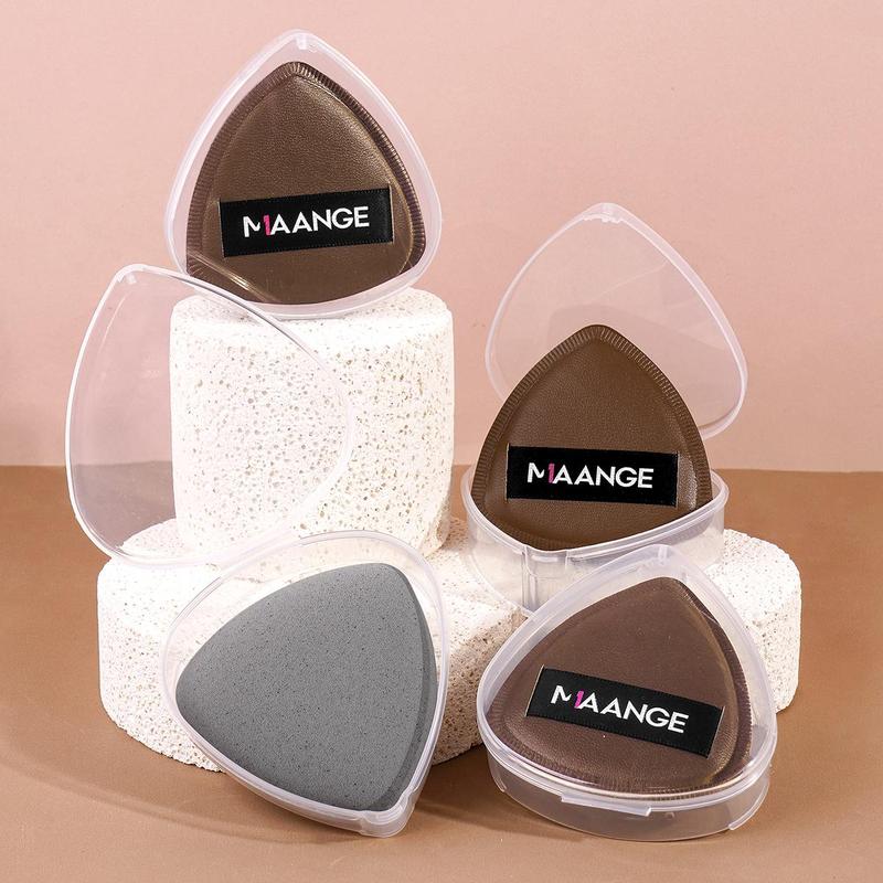 MAANGE 4pcs Bamboo Charcoal Marshmallow Air Cushion Puff with Storage Box, Powder Puff for Loose Powder, Face Makeup Sponge Soft Velour Triangle Powder Puffs Beauty Sponge, Cosmetics